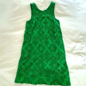Anthropology, bright green dress